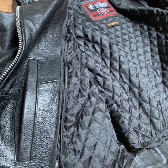 FIRST Classic Leather Jacket Mens Small Black Full Zip Motorcycle Riding Road - Picture 5 of 13